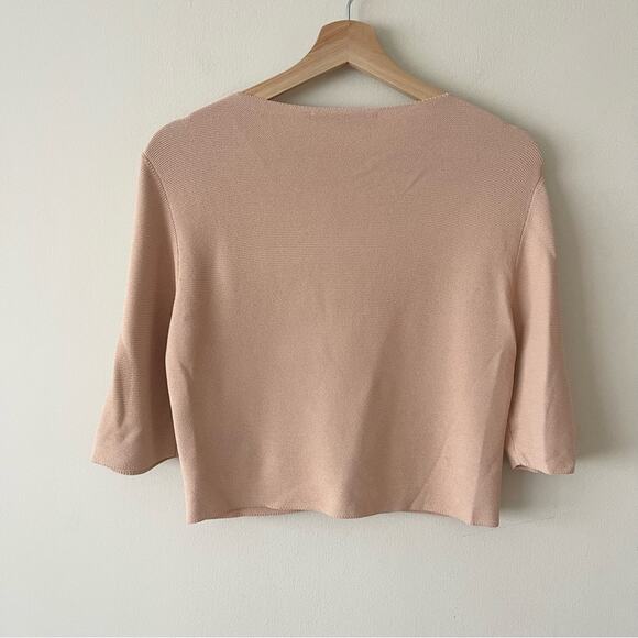 Natan Knit Cardigan Sweater Cropped Women’s size 2 Tan - Picture 6 of 7